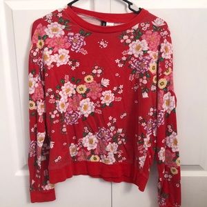 Red floral sweatshirt